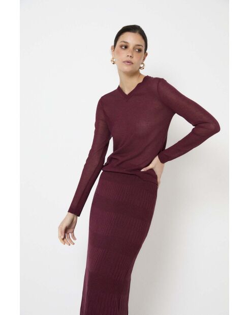 Top Lurex Punto burdeos