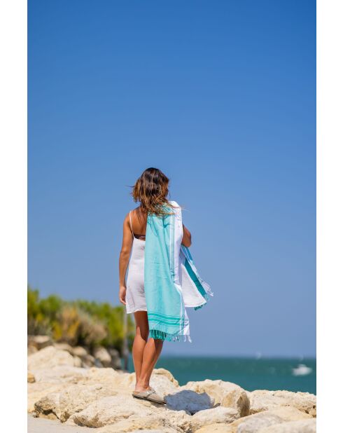 Fouta en coton vert émeraude - 100x200 cm