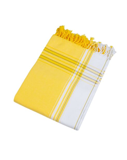 Fouta en coton jaune citron - 100x200 cm