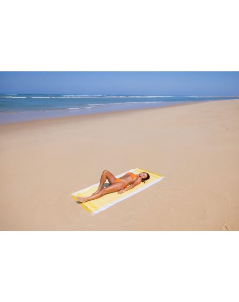 Fouta en coton jaune citron - 100x200 cm