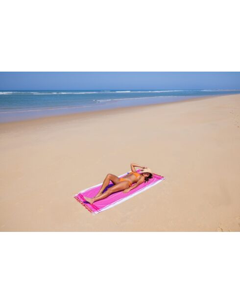 Fouta en coton rose - 100x200 cm