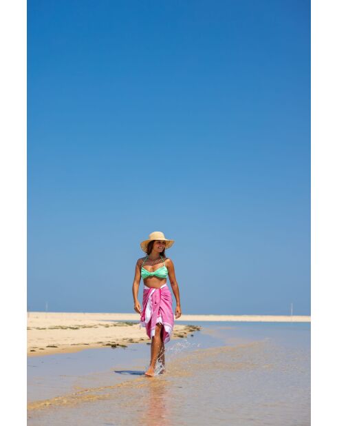 Fouta en coton rose - 100x200 cm
