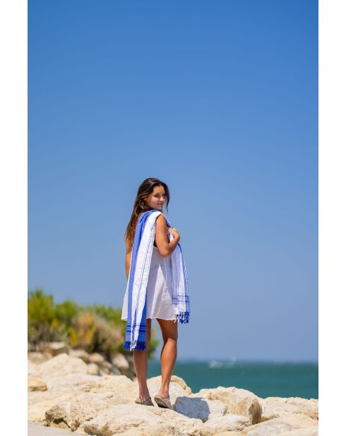 Fouta en coton bleu royal - 100x200 cm