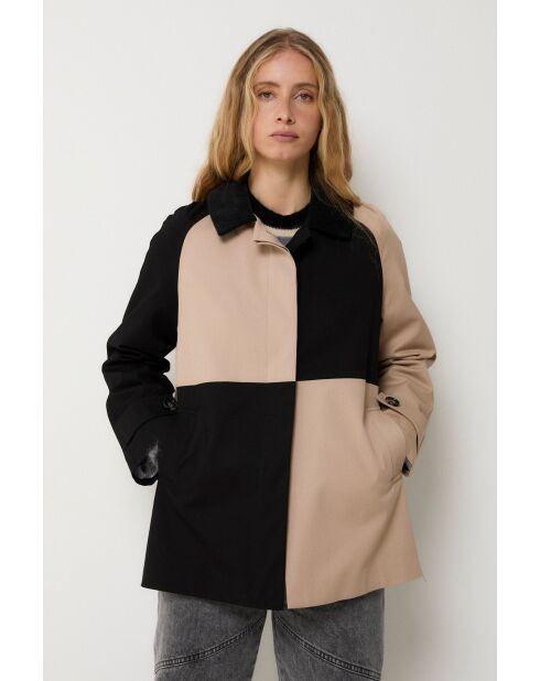 Beigefarbene Baumwolljacke Damero Trinchera