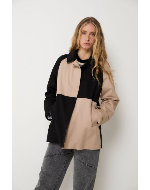 Beigefarbene Baumwolljacke Damero Trinchera