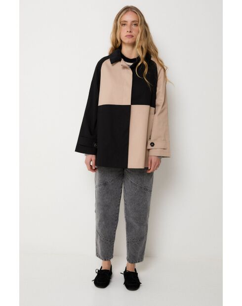 Beigefarbene Baumwolljacke Damero Trinchera