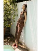 Pantaloni Mar Lino in cotone cioccolato