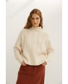 Ochos Punto ecrufarbener Baumwollpullover