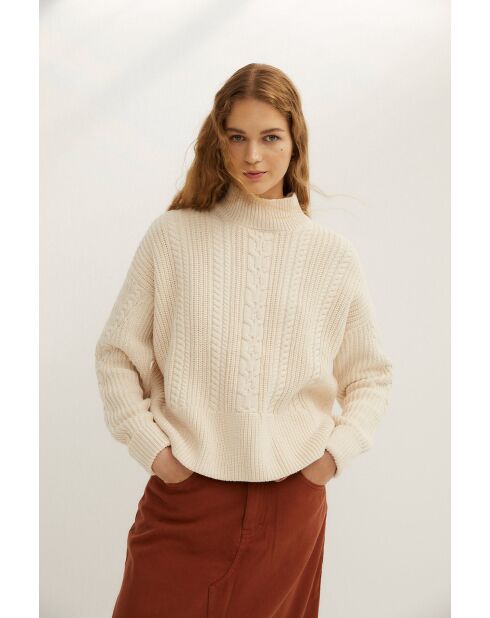 Ochos Punto ecrufarbener Baumwollpullover