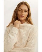 Ochos Punto ecrufarbener Baumwollpullover