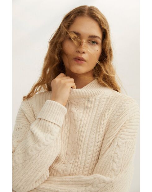 Ochos Punto ecrufarbener Baumwollpullover