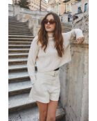 Ochos Punto ecrufarbener Baumwollpullover