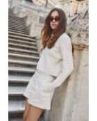 Ochos Punto ecrufarbener Baumwollpullover