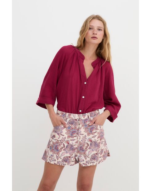 Blusa Molli Arruguilla cereza in cotone