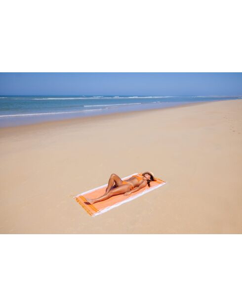Fouta en coton orange - 100x200 cm