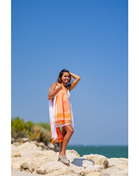 Fouta en coton orange - 100x200 cm