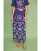 Gonna Bombay Embroidery in cotone blu