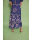 Gonna Bombay Embroidery in cotone blu