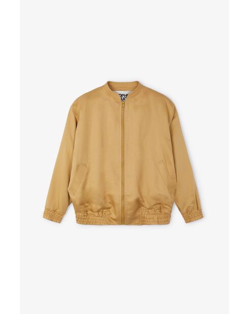 Lino ockerfarbene Bomber-Leinenjacke