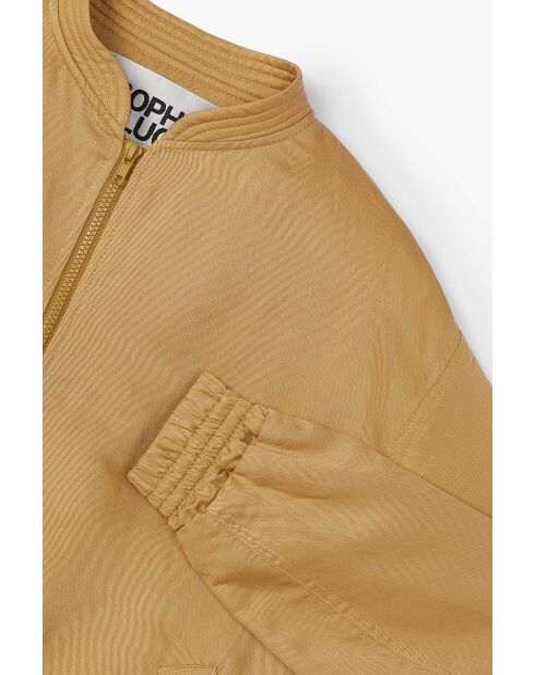 Lino ockerfarbene Bomber-Leinenjacke