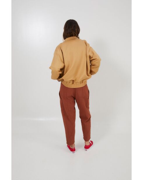 Lino ockerfarbene Bomber-Leinenjacke