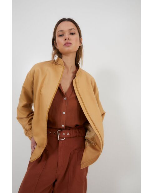 Chaqueta bomber de lino Lino Ocre