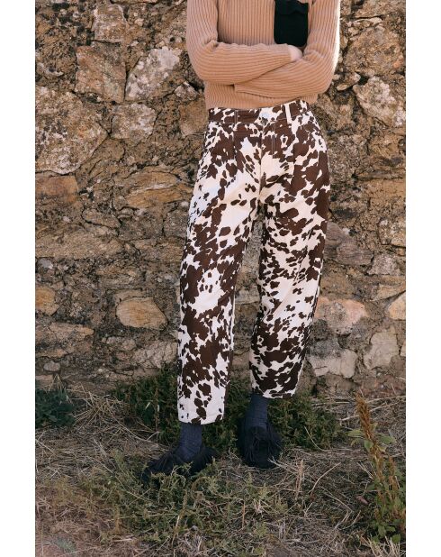 Jean en coton Boyfriend Vaca marron