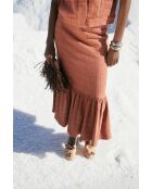 Kamelfarbener Baumwollrock India Tweed