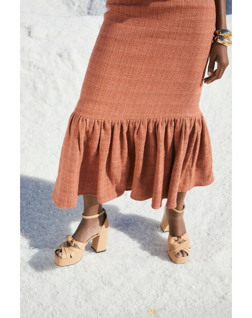 Gonna India Tweed in cotone cammello