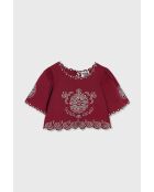 Top en coton Bombay Embroidery cereza