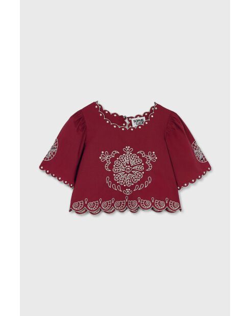 Top en coton Bombay Embroidery cereza