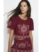 Top en coton Bombay Embroidery cereza