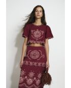 Top en coton Bombay Embroidery cereza