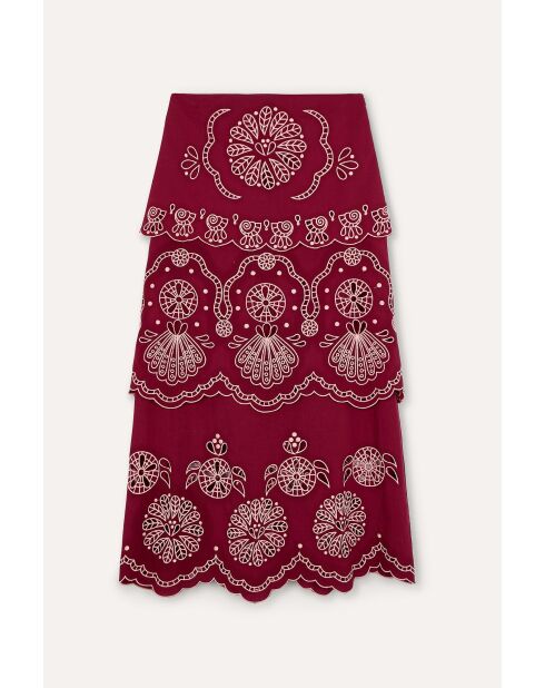 Jupe en coton Bombay Embroidery cereza
