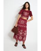 Gonna Bombay Embroidery Cereza in cotone