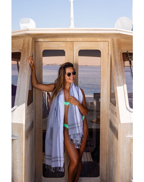 Fouta en coton grise - 100x200 cm