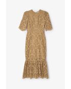 Leyre Troquelado beige katoenen jurk
