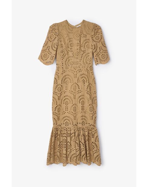 Beiges Baumwollkleid Leyre Troquelado