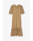 Leyre Troquelado beige katoenen jurk