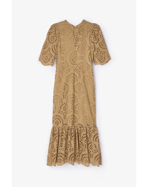 Beiges Baumwollkleid Leyre Troquelado