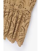 Leyre Troquelado beige katoenen jurk