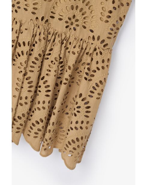 Beiges Baumwollkleid Leyre Troquelado