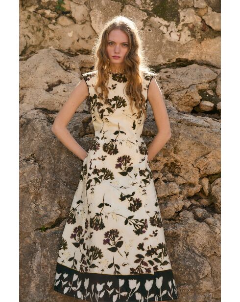 Column Lilas ecrufarbenes Baumwollkleid