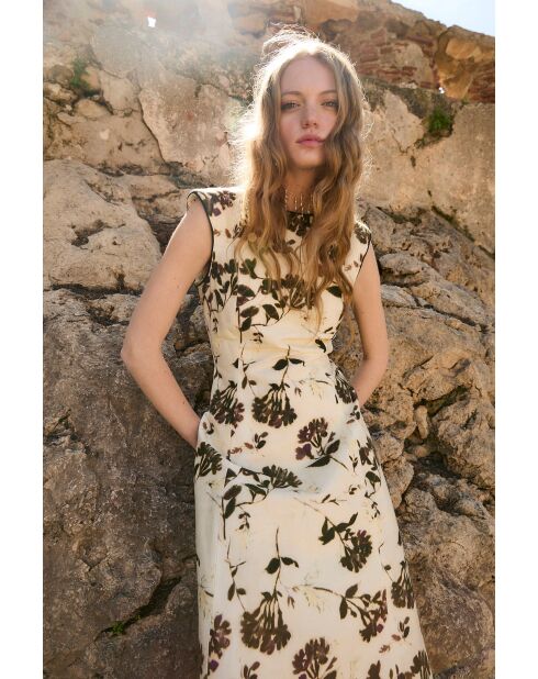 Column Lilas ecrufarbenes Baumwollkleid