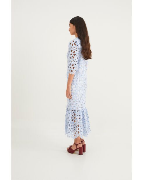Leyre Troquelado blauwe katoenen jurk