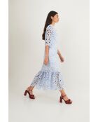 Leyre Troquelado blauwe katoenen jurk