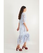 Leyre Troquelado blauwe katoenen jurk