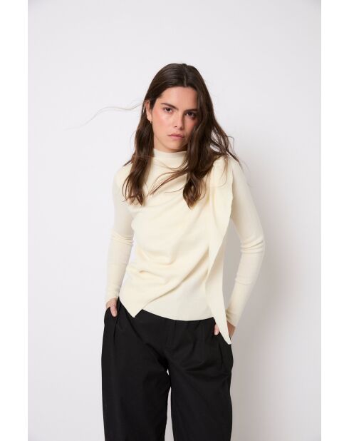 Pullover Pañuelo Punto in lana ecru