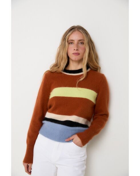 Pullover Nagoya Punto in lana caramello