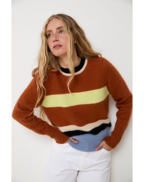 Pullover Nagoya Punto in lana caramello